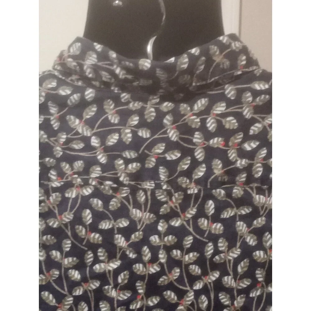 Perry Ellis 100% Linen Slim Fit Men’s Button Shirt Blue Floral Short Sleeve 2XL - Picture 8 of 12